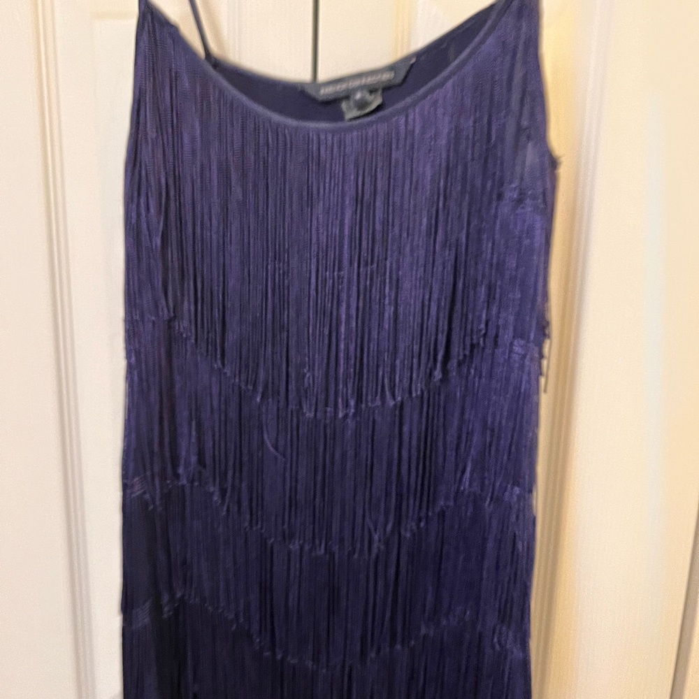 Navy French connection fringe gatsby flapper top like new